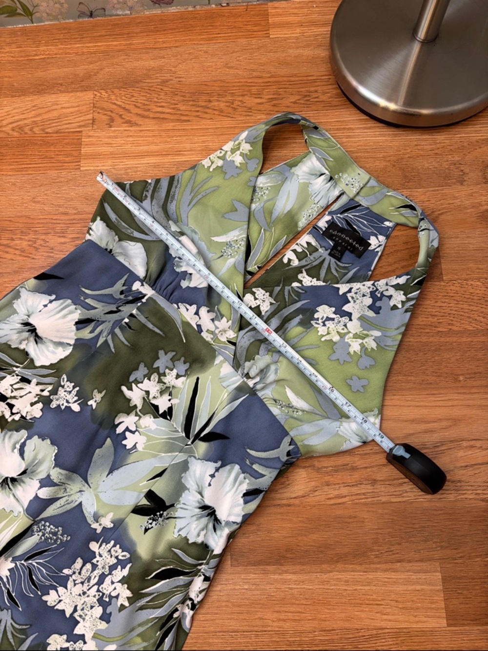 Connected Apparel green and blue tropical print sleeveless sheath dress. Size 16 - Picture 14 of 17